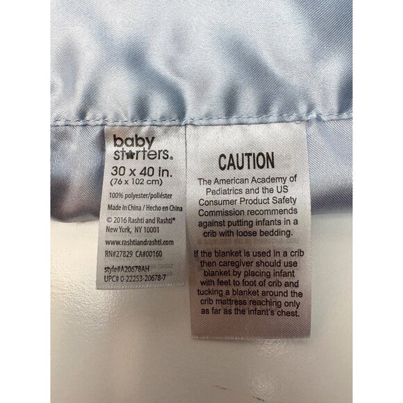 Baby Starters Blue Plush Baby Blanket Sensory Knobby  Satin Back & Trim - Picture 2 of 6